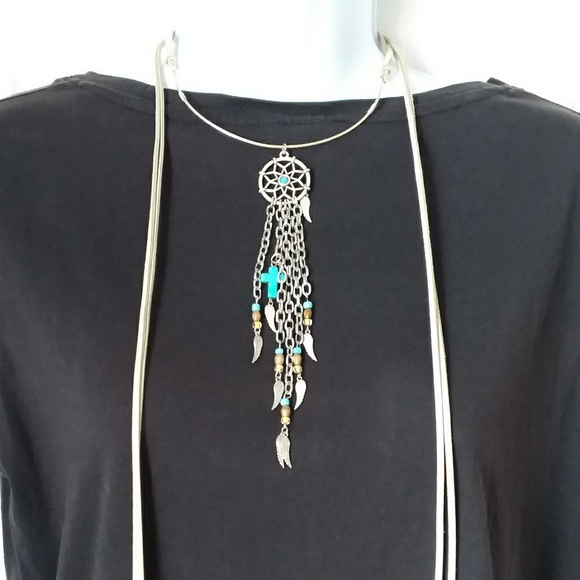 greenirishmoon Jewelry - Western leather chocker lariat necklace